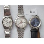 SEIKO stainless steel calendar wrist watch & two others