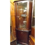 STAG CORNER CABINET WITH GLAZED DISPLAY & CUPBOARD UNDER