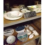 2 SHELVES OF MIXED PLATES & DISHES