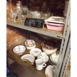 2 SHELVES - 1 WITH GLASSWARE & CHINAWARE