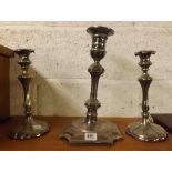 3 PLATED CANDLESTICKS