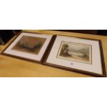 2 PENCIL SIGNED COLOURED ETCHINGS, J ALFAGE BREWER, ONE OF LAKE LUGRNO