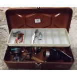 METAL CARRY BOX WITH FISHING REELS & LURES