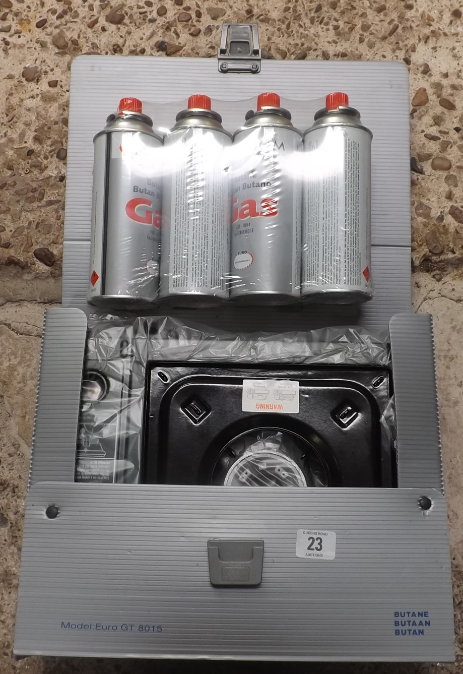 BOXED PORTABLE GAS STOVE WITH REFILLS