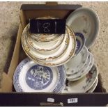 CARTON OF MIXED PLATES INCL; BURSLEM WARE