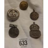 AN A.R.P. BADGE & THREE OTHERS
