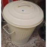 CREAM PAINTED METAL DUSTBIN