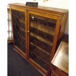 LEADED GLASS DOOR MAHOGANY CABINET (KEY IN OFFICE)