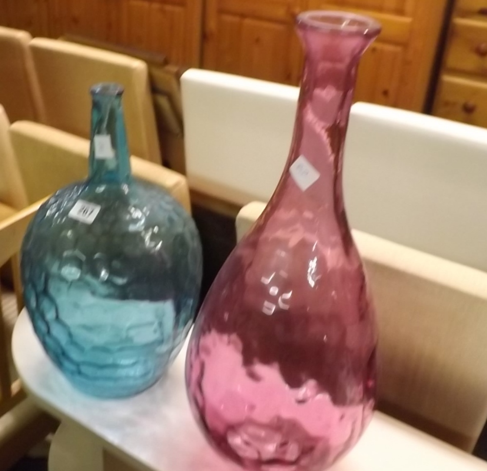 2 LARGE GLASS PEAR SHAPED VASES