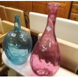 2 LARGE GLASS PEAR SHAPED VASES
