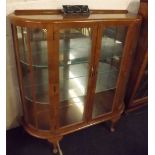 BOW FRONTED DISPLAY CABINET WITH GLAZED DOORS & SHELVING (KEY IN OFFICE)
