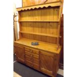 PINE KITCHEN DRESSER WITH CUPBOARDS & DRAWERS