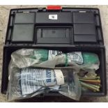 SMALL PLASTIC TOOL BOX CONTAINING TIE WRAPS