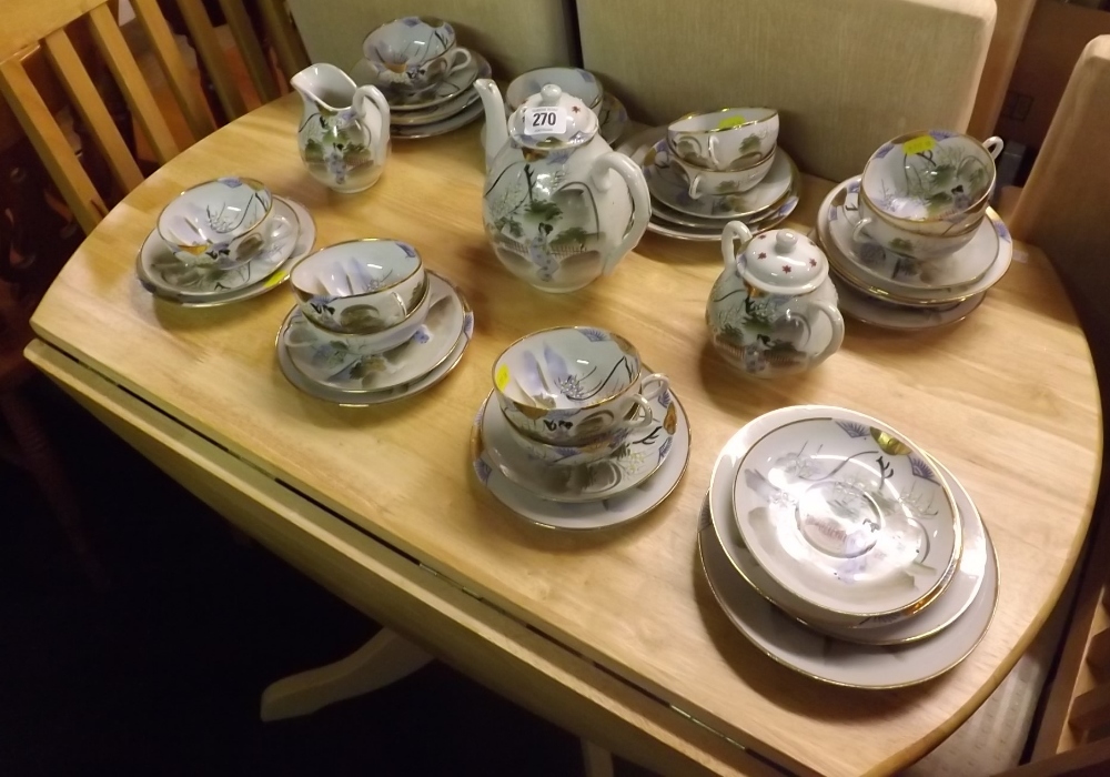 NEARLY COMPLETE SET OF 12 JAPANESE EGGSHELL CHINA TEA SET