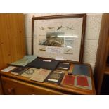 F/G SIGNED AVIATION DISPLAY WITH EPHEMERA (VINTAGE PASSPORTS, CERTIFICATE OF SERVICES ROYAL AIR