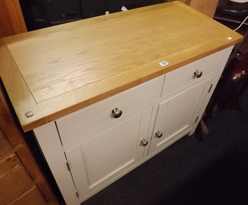 PAINTED KITCHEN CUPBOARD WITH PINE TOP WITH CUPBOARD & DRAWERS