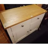 PAINTED KITCHEN CUPBOARD WITH PINE TOP WITH CUPBOARD & DRAWERS