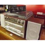HI - FI SYSTEM WITH TURN TABLE, DOUBLE CASSETTE PLAYER & CD PLAYER