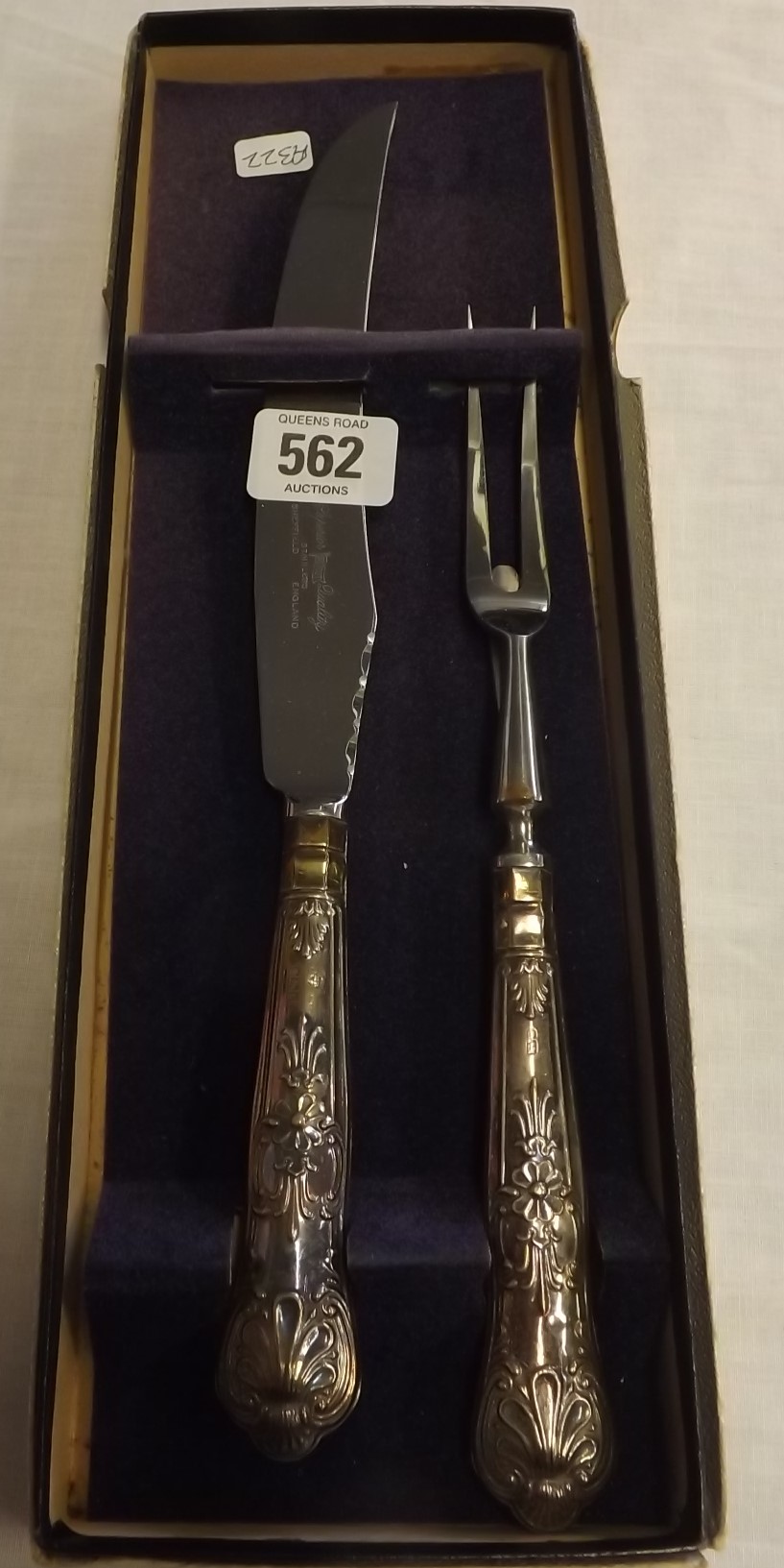 BOXED CARVING SET WITH SILVER HANDLES