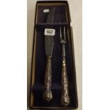 BOXED CARVING SET WITH SILVER HANDLES