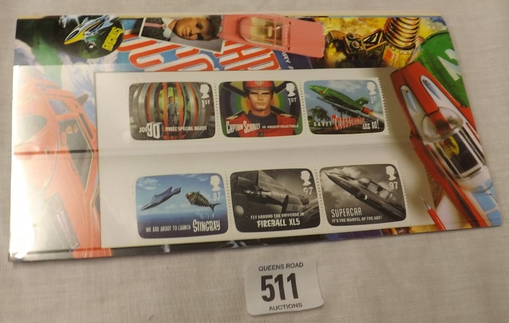 SET OF 6 THUNDERBIRDS POSTAGE STAMPS (3 X 1st CLASS & 3 X 97p)