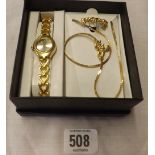 CASED COSTUME JEWELLERY SUITE (WATCH, BROOCH & NECKLACE)