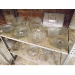 TWO SHELVES OF GLASSWARE