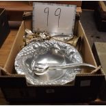 PLATED SALAD BOWL WITH TONGS AND COMPANION SET ETC