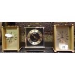 TWO QUARTZ CARRAIGE CLOCKS & ONE SEIKO CARRIAGE CLOCK