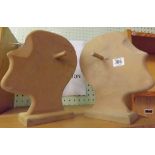 TWO WOODEN FLAT HEAD DISPLAYS