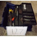 A KETER TOOL BOX AND CONTENTS