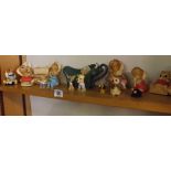 SHELF WITH GREEN SOFA JUG, PENDELFIN MUSIC GROUP & OTHER MUSICAL ANIMALS
