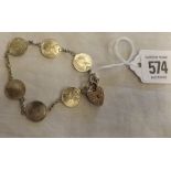 SILVER BRACELET WITH ANTIQUE INDIAN COINS