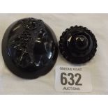 VICTORIAN WHITBY JET CAMEO A/F & 1 OTHER W/J BROOCH
