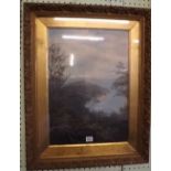 GILT FRAMED GLASS MOUNTED PICTURE OF A HARBOUR SCENE, POSSIBLY CLOVELLY