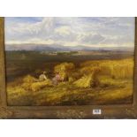 GEORGE COLE 1873 - Figures in harvest landscape 13.5"x19.5" - signed and dated