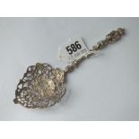 Ornate Dutch spoon with pierced & chased bowl