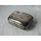 Late Victorian soap box with hinged cover - 3.3/4" wide - B'ham 1898 by SB&S - 100gms