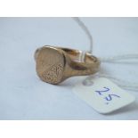 Large signet ring set in 9ct - size W - 8.5gms