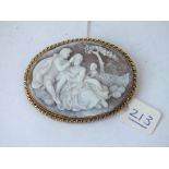 QUALITY, SIGNED 18CT GOLD MOUNTED CAMEO BROOCH - 27.5gms