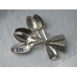 Set of 6 Exeter silver fiddle pattern teaspoons - 1861 - 155gms