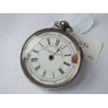 Silver cased center seconds chronograph pocket watch- damaged face