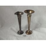 Two trumpet shaped spill vases - one B'ham 1908