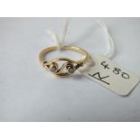 Two stone diamond ring set in 18ct gold - size L