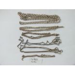 Six assorted silver chains - 39gms