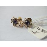 Pair of 9ct amethyst flower head earrings