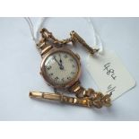 9ct ladies wrist watch on metal strap