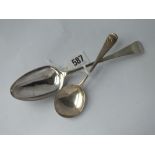 Georgian table spoon - London 1804 by RC & a shell decorated spoon - 83gms