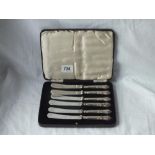 Box set of 6 Kings pattern tea knives