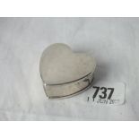 Tiffany heart shaped small jewel box - stamped sterling - 1.3/4" wide - 2003